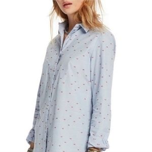 Scotch & Soda lips printed button down shirt size 2